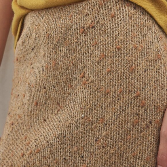 CHICJOC Italian Wool Tweed Speckled A-Line Skirt Luxury Textured Tweed Mid Skirt - Picture 10 of 11